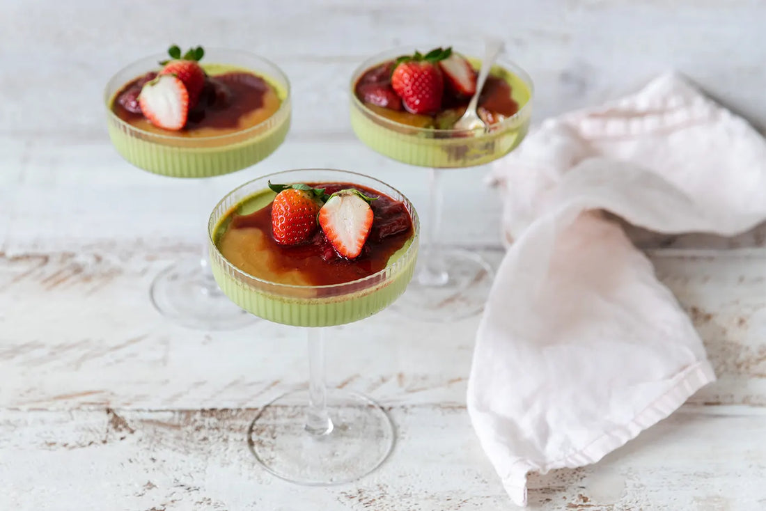 panna cotta dessert in three glasses