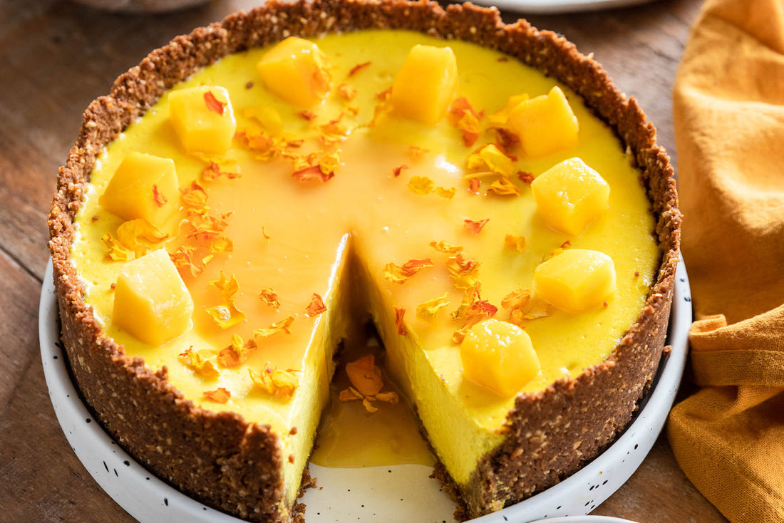 Cheesecake with slice taken from it