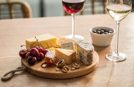 cheese board with wine